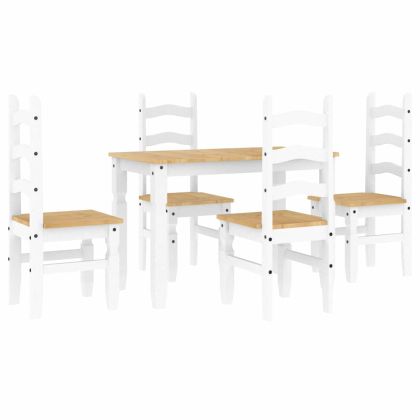 Трапезен комплект от 5 части Panama, Бяла бор масив