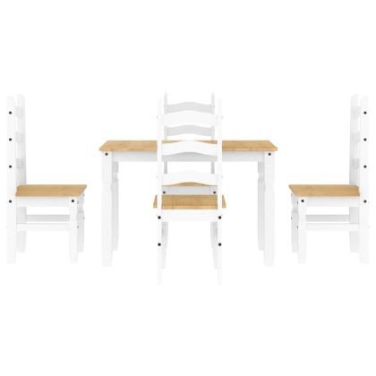 Трапезен комплект от 5 части Panama, Бяла бор масив