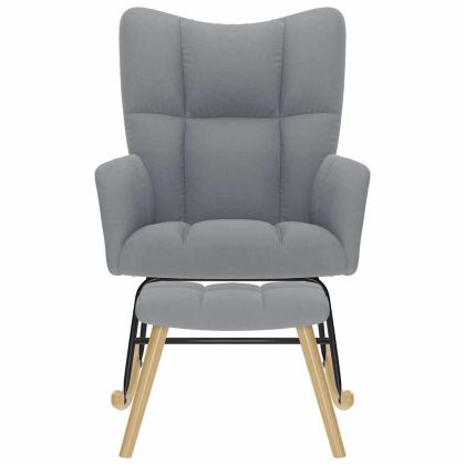 Люлеещ се стол с табуретка за крака, светлосив, плат