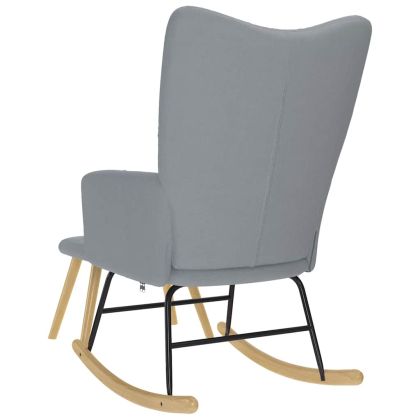 Люлеещ се стол с табуретка за крака, светлосив, плат