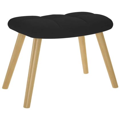 Люлеещ се стол с табуретка, черен, плат