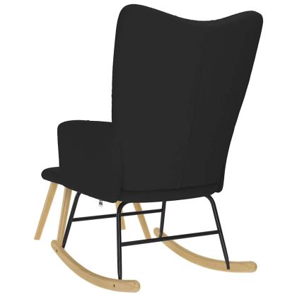 Люлеещ се стол с табуретка, черен, плат