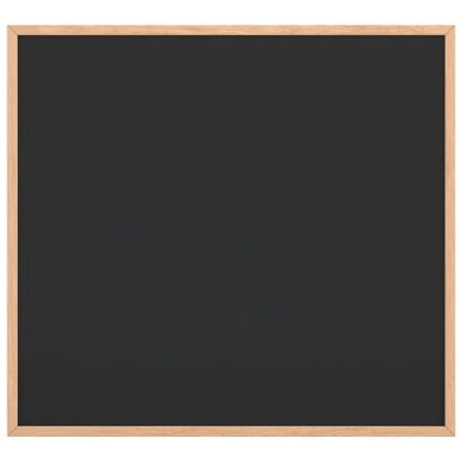 Черна дъска с рамка от масивна борова дървесина, черна, 60x55 см