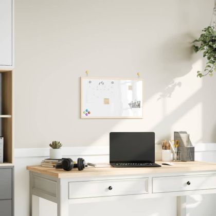 Магнитна бяла дъска с рамка от масивна борова дървесина 60x40 см