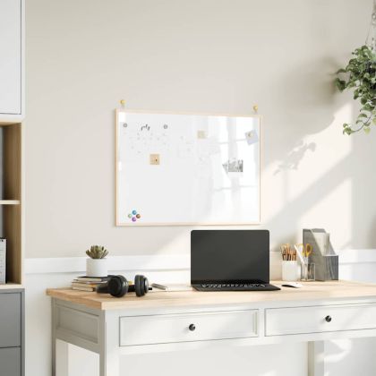 Магнитна бяла дъска с рамка от масивна борова дървесина 80x55 см