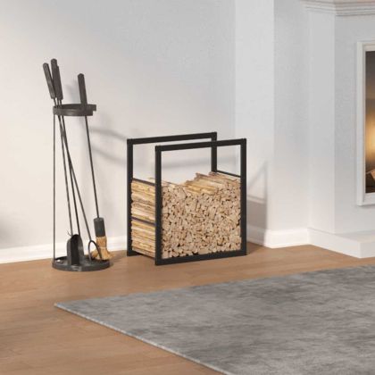 Стойка за дърва за огрев черна 55x30x61 cm стомана