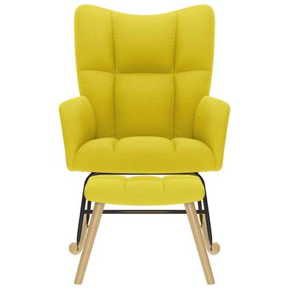 Люлеещ се стол с табуретка за крака Светложълта тъкан