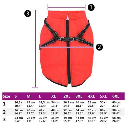 Кучешко палто ремък Водоустойчиво светлоотразително червено L44