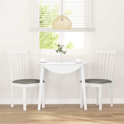 Трапезни столове с възглавници 2 бр Бяла масивна дървесина гума