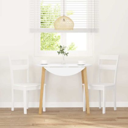 трапезни столове 2 бр. бяла масивна дървесина гума