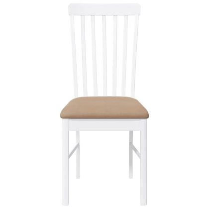 Трапезни столове с възглавници 2 бр Бяла масивна дървесина гума