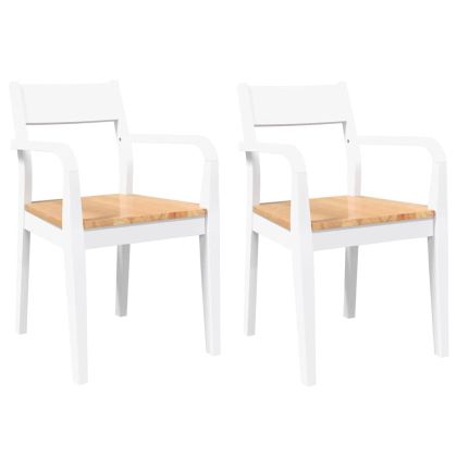 трапезни столове 2 бр. бяла масивна дървесина гума