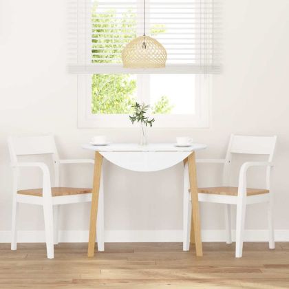 трапезни столове 2 бр. бяла масивна дървесина гума