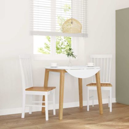 трапезни столове 2 бр. бяла масивна дървесина гума