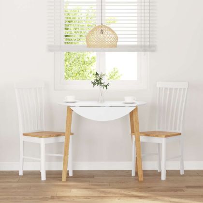 трапезни столове 2 бр. бяла масивна дървесина гума