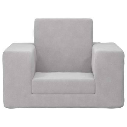 Детски диван-легло светлосив мек плюш