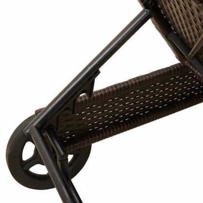 Шезлонг с колелца и шалте кафяв полиратан