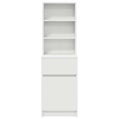 Нощно шкафче, бяло, 39x35x125 см, инженерно дърво