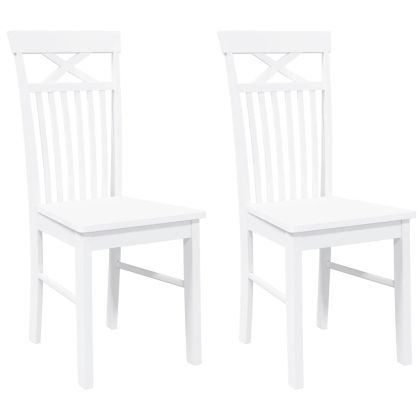 трапезни столове 2 бр. бяла масивна дървесина гума