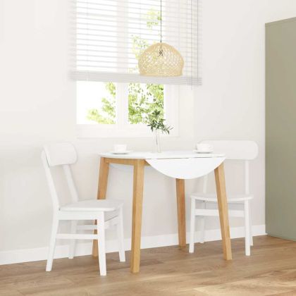 трапезни столове 2 бр. бяла масивна дървесина гума