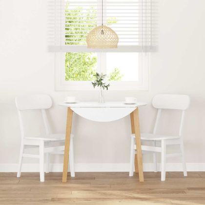 трапезни столове 2 бр. бяла масивна дървесина гума