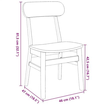 трапезни столове 2 бр. бяла масивна дървесина гума