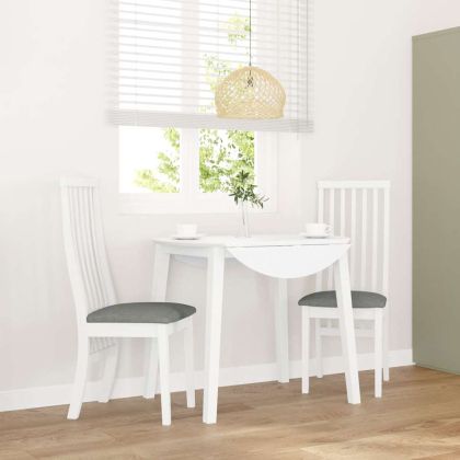 Трапезни столове с възглавници 2 бр Бяла масивна дървесина гума