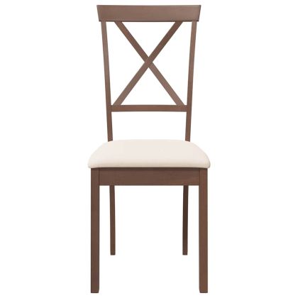 Трапезни столове с възглавници 2бр Кафяв масивна дървесина гума