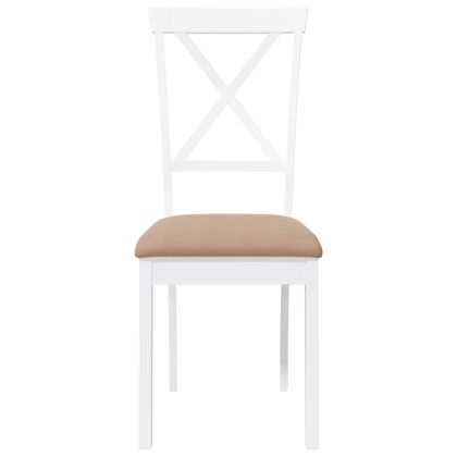 Трапезни столове с възглавници 2 бр Бяла масивна дървесина гума