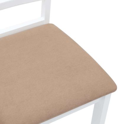 Трапезни столове с възглавници 2 бр Бяла масивна дървесина гума