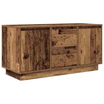 ТВ шкаф с LED осветление, старо дърво, 100x41x50 см