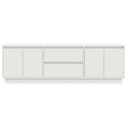 ТВ шкаф с LED осветление, бял, 160,5x41x50 см