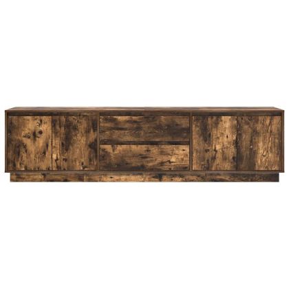 ТВ шкаф с LED осветление, опушен дъб, 193,5x41x50 см