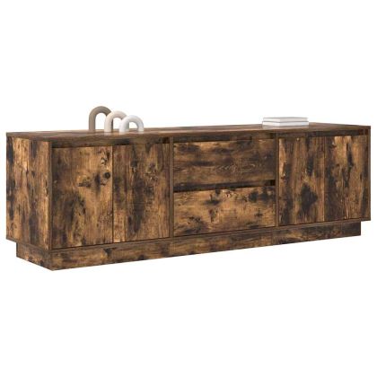 ТВ шкаф с LED осветление, опушен дъб, 160,5x41x50 см