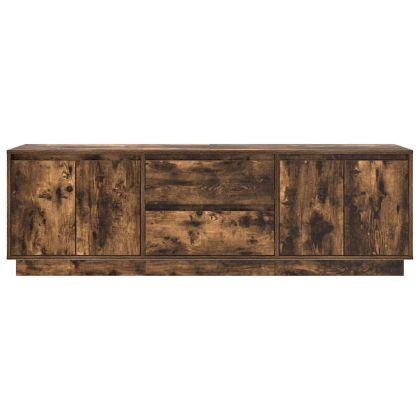 ТВ шкаф с LED осветление, опушен дъб, 160,5x41x50 см