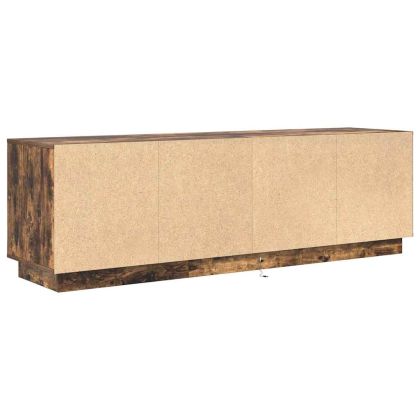 ТВ шкаф с LED осветление, опушен дъб, 160,5x41x50 см