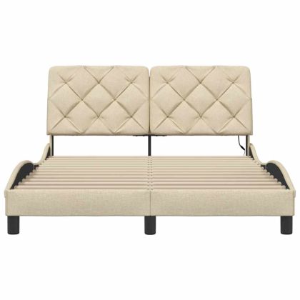 Рамка за легло със светодиод без матрак Крем 120x200 cm Плат