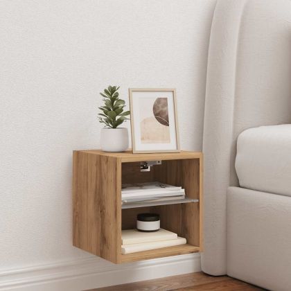 Стенен шкаф за телевизор с LED осветление Artisan Oak