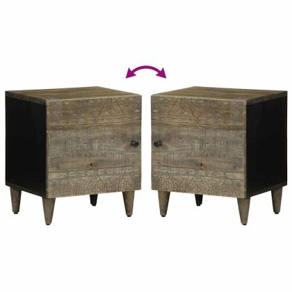 Нощни шкафчета 2 бр. светло сиво масивна дървесина манго