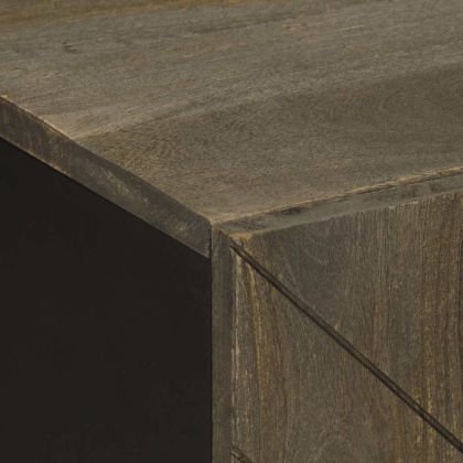 Комплект мебели за баня 4 части черен масивна мангова дървесина