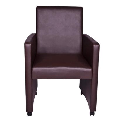 Трапезни столове, 2 бр, кафяви, изкуствена кожа