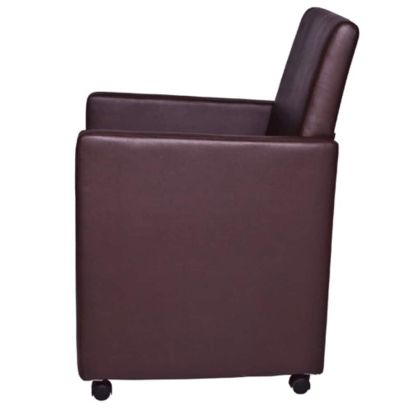 Трапезни столове, 2 бр, кафяви, изкуствена кожа