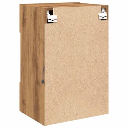 Стенни шкафове с LED светлини за телевизор, 2 бр, дъб артизан, 40x30x60,5 см