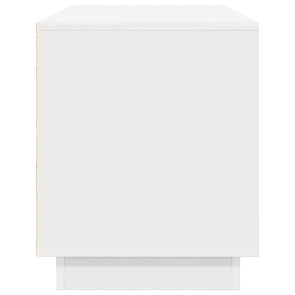 ТВ шкаф с LED осветление, бял, 100x41x50 см