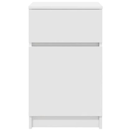 Нощно шкафче, Бяло, 39x35x65 см, инженерно дърво