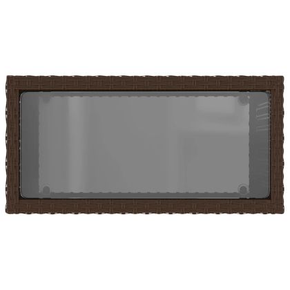 Градинска маса със стъклен плот kафяв 58x27,5x55 см полиратан