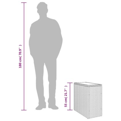 Градинска маса със стъклен плот kафяв 58x27,5x55 см полиратан