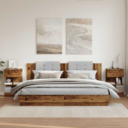 Нощни шкафчета, 2 бр, старо дърво, 40x35x65 см, ПДЧ