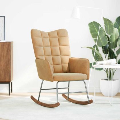 Люлеещ стол, кафяв, кадифе