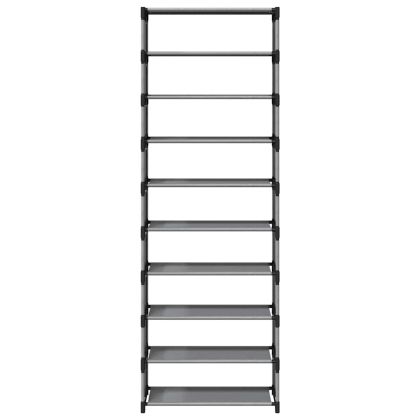 стелаж за обувки на 10 етажа, сив 54x28x158 см, нетъкан текстил